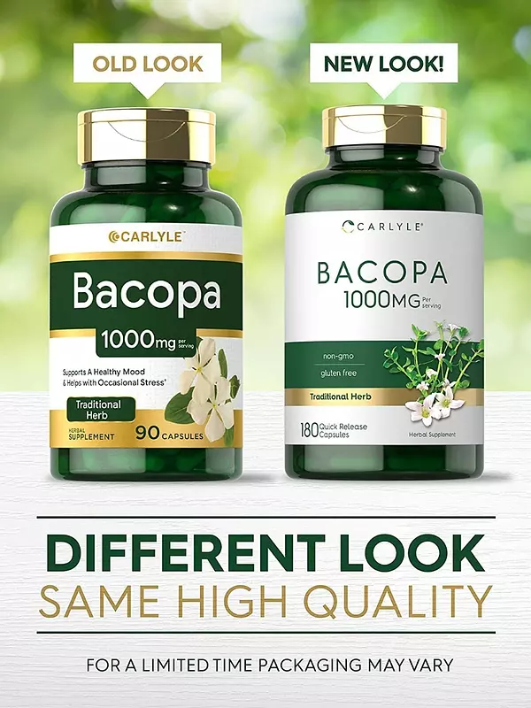 Salud y Equipamiento Médico - Bacopa Monnieri 1000 Mg 180 Cap Sin Ogm Y Sin Gluten 3
