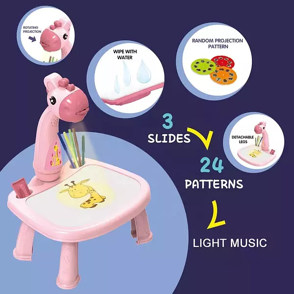 juguetes - Mesa Proyector de dibujo para niños incluye 12 colores 1 libro 24 diseños  7