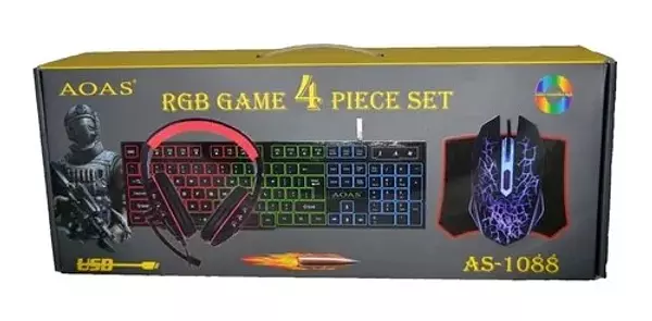 accesorios para electronica - Kit de Gamer Juego Combo Teclado + Mouse + Audifonos + Mouse pad gaming 6