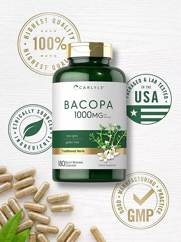 Salud y Equipamiento Médico - Bacopa Monnieri 1000 Mg 180 Cap Sin Ogm Y Sin Gluten 5