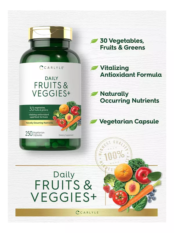 Salud y Equipamiento Médico - Suplemento De Frutas Y Verduras 250 Capsulas 4