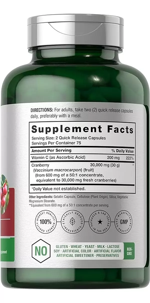 Salud y Equipamiento Médico - Cranberry + Vitamina C 150 Cáps 2