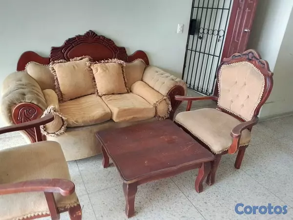 muebles y colchones - Juego de Sofá Combinado de madera y tela 1