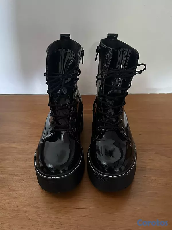 zapatos para mujer - Vendo botas negras tipo combat con plataforma (charol) talla 36 3