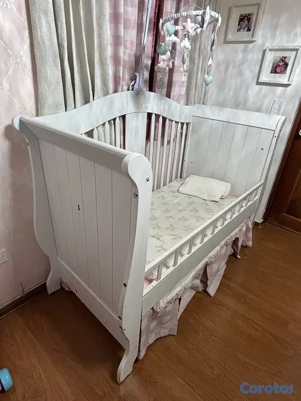 muebles - hermosa cuna de bebé,convertible según etapas, con colchón incluido 4