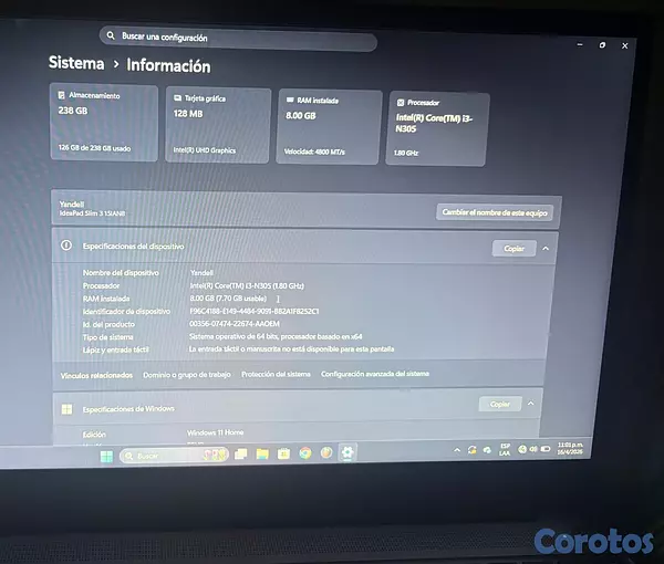 computadoras y laptops - LENOVO IDEAPAD 3 SLIM  4