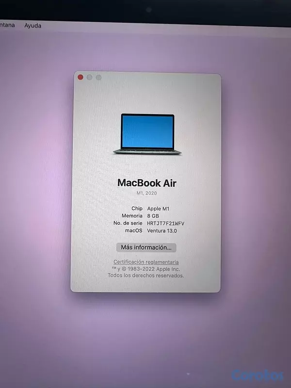 computadoras y laptops - Macbookair  2020 M1 12