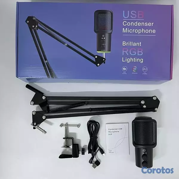accesorios para electronica - Micrófono USB Condensador SU9 Streaming Podcast 🔥 5