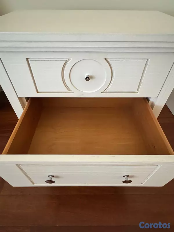 muebles y colchones - Mesa de Noche de Madera Blanca Ilumel 6
