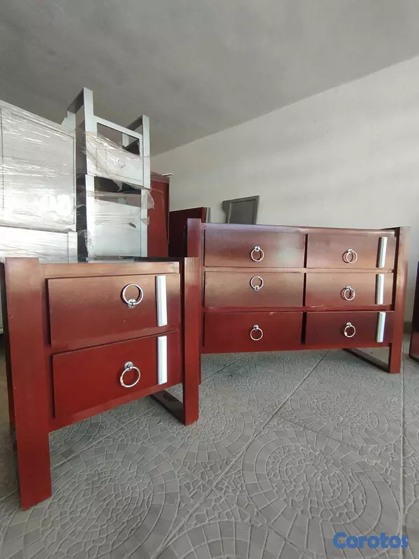 muebles y colchones - Juego de habitacion moderno , color caoba nuevo  7