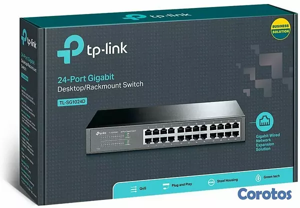 computadoras y laptops - SWITCH 24 PUERTOS TP-LINK TL-SG1024D, NO ADMINISTRABLE/RACK, 24 PUERTOS GIGABIT 