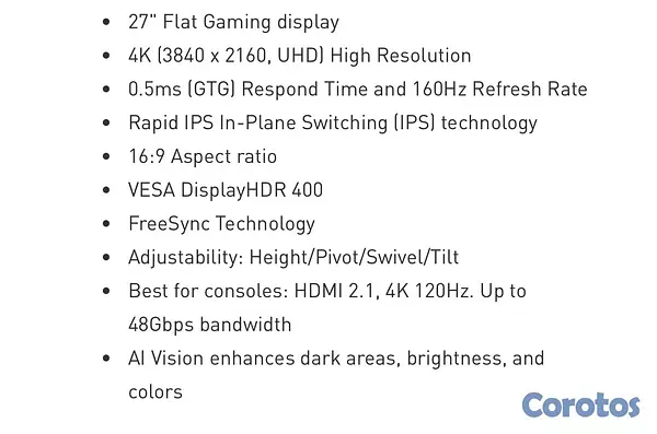 consolas y videojuegos - monitor gamer msi mag274upf e2
 4
