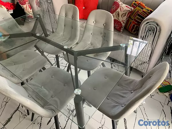 muebles y colchones - juego comedor Cristal de 6 sillas  4