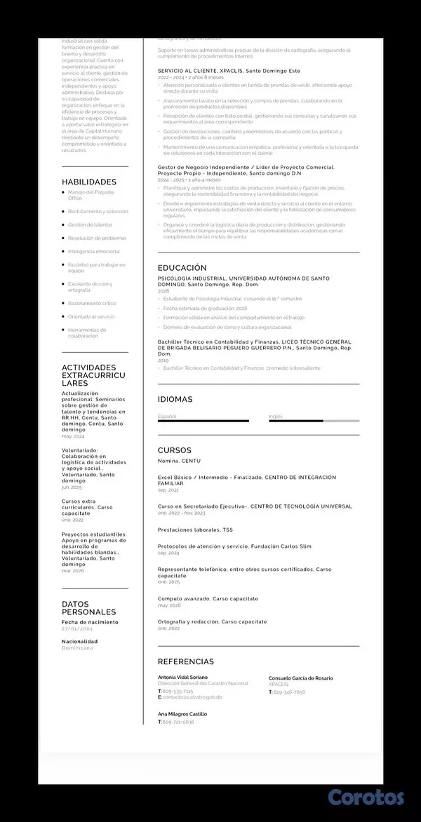 candidatos - Contratación Inmediata 
 Psicóloga Industrial - Asistente Jr.  
 4