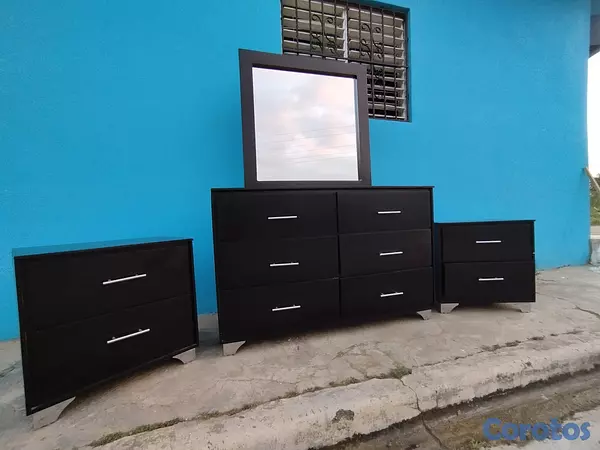 muebles y colchones - Gavetero con espejo y mesa de noche  3