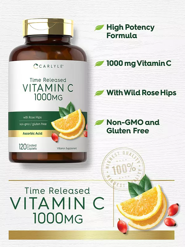 Salud y Equipamiento Médico - Carlyle Vitamina C 1000mg | Liberacion Programada | 120 Caps 3