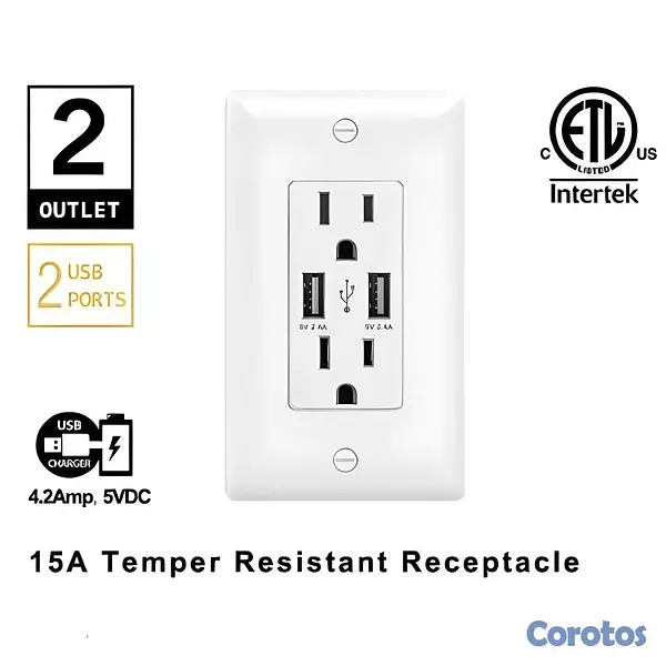 herramientas, jardines y exterior - Enchufe de Pared Inteligente con Puertos USB para  2