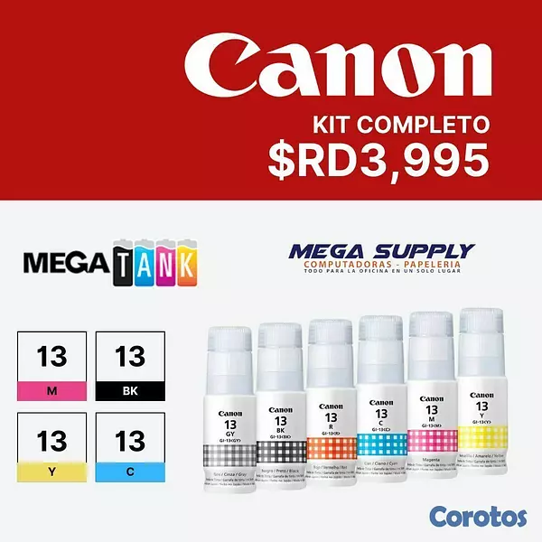 impresoras y scanners - KIT DE 4 BOTELLAS DE TINTA CANON GI-13 