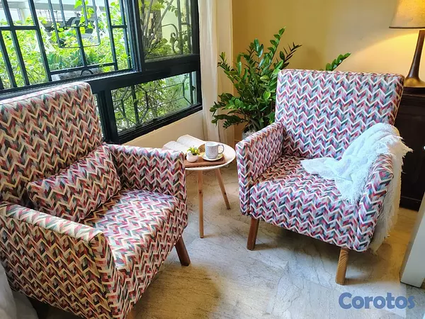 muebles y colchones - Par de Butacas Decorativas Modernas | Patas Madera | Cojines Incluídos 1