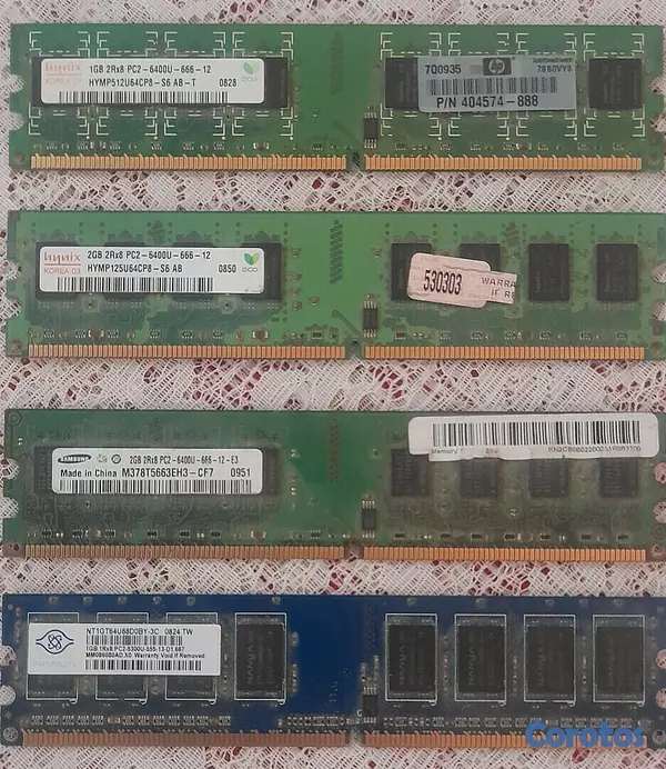 computadoras y laptops - Cuatro (4) Memorias RAM DDR2 1GB / 2GB  2