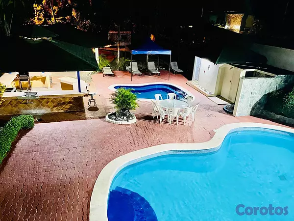 casas vacacionales y villas - Villa de Playa en Palenque con Piscina, Jacuzzi y  1