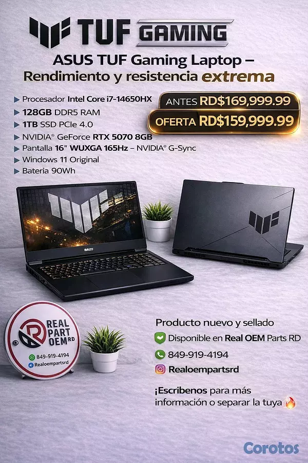 computadoras y laptops - ASUS TUF Gaming F16 – Core i7 / RTX 5070 / 128GB RAM | Nueva Sellada 5