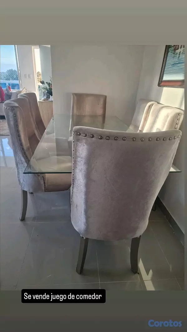 muebles y colchones - comedor de 6 en cristal  2