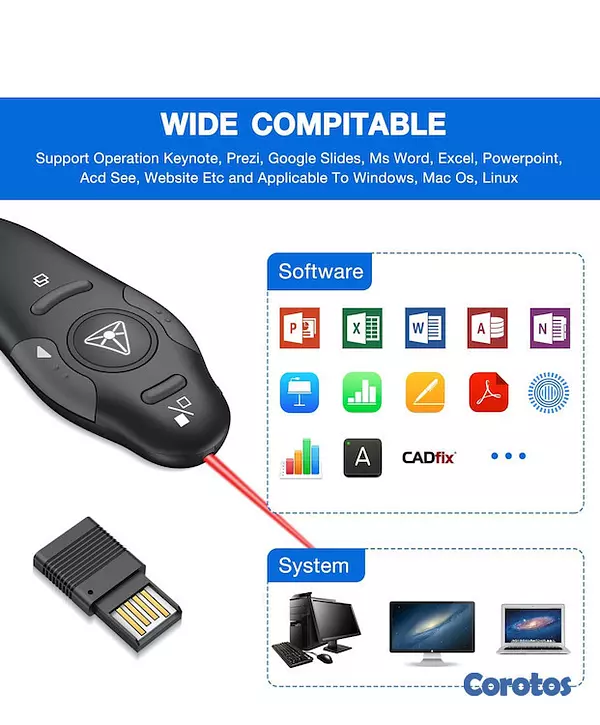 accesorios para electronica - Presentación Clicker inalámbrico Nuevo sellado en su caja 2