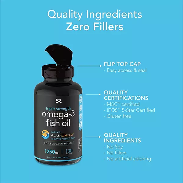 Salud y Equipamiento Médico - Omega-3 Aceite De Pescado Salvaje De Alaska 1250 Mg 90 Cap 6