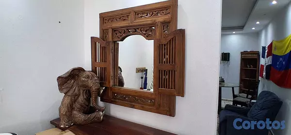 arte y antigüedades - Portal hindú decorativo con espejo y puertas (31”  1