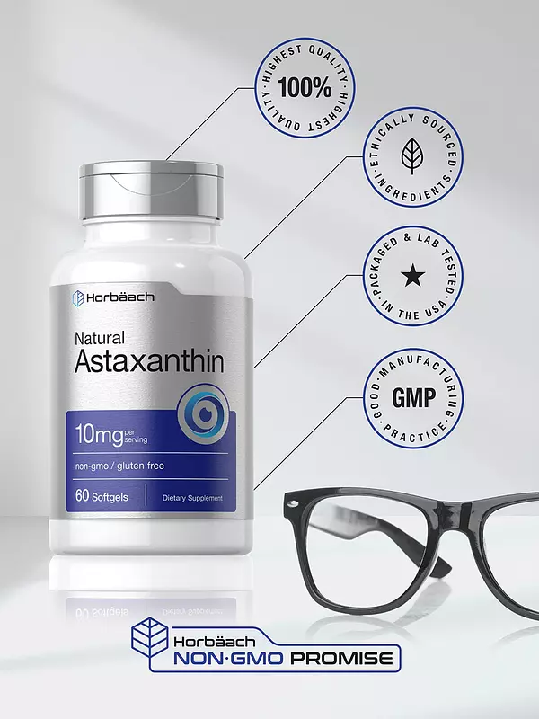 Salud y Equipamiento Médico - Astaxantina Natural 10mg 60 Capsulas Blandas Horbaach 5