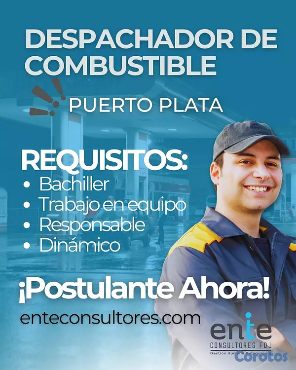 empleos disponibles - DESPACHADOR DE COMBUSTIBLE T2- PUERTO PLATA