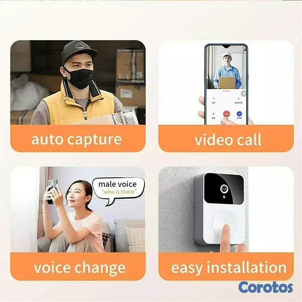 camaras y audio - Timbre inteligente con cámara wifi para puertas recargable 6