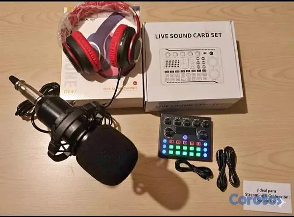 camaras y audio - 🎤​MICROFONO CONDENSADOR + TARJETA DE SONIDO V8S PROFESIONAL +  AUDIFONO🎧,🎤 2