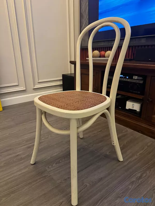 muebles y colchones - SILLA DE COMEDOR EN MADERA BLANCA Y RATAN (6 UNIDA 5