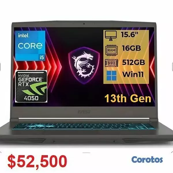 computadoras y laptops - Laptop Gaming MSI 15 16GB DRR4 512GB M.2 RTX 4050  2