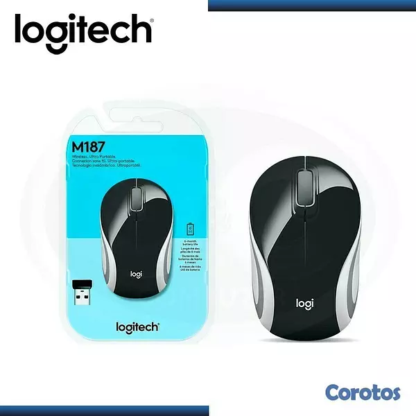 computadoras y laptops - MOUSE LOGITECH M187 INALAMBRICO MINI OPTICO NEGRO,USB NANO RECEIVER - SMART SLEE 2
