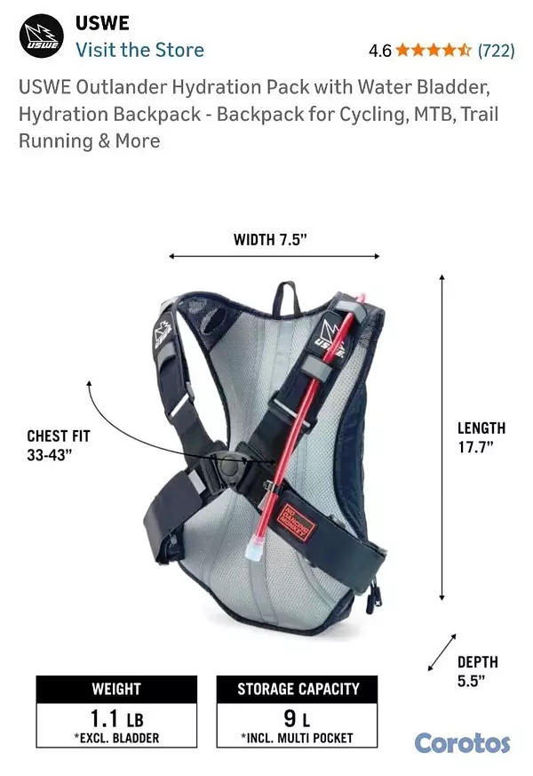 Artículos Deportivos - Mochila de hidratación con depósito de agua  9