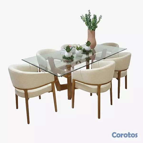 muebles y colchones - Juego de Comedor Daniel de 6 Sillas Crema