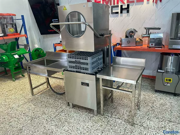 equipos profesionales - Lavadora de platos industrial con fregadero  7