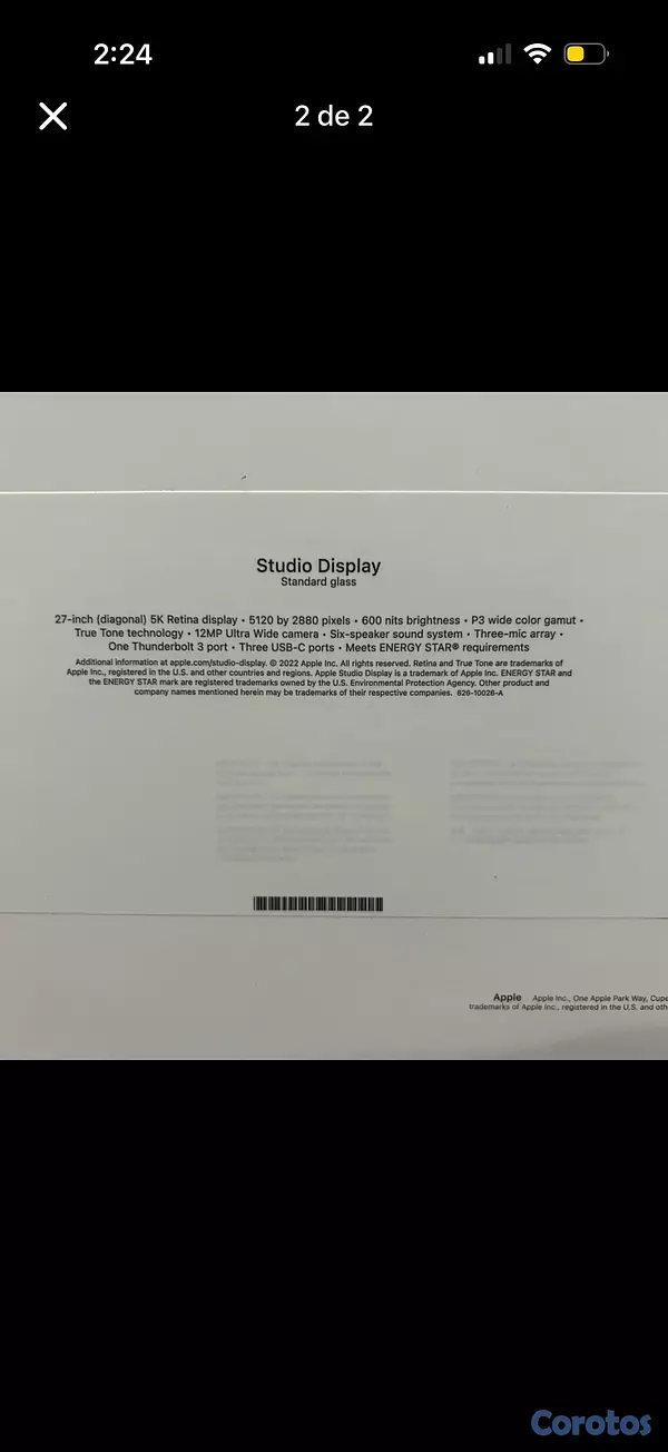 computadoras y laptops - Apple Studio Display Standar glass 27" 5k SELLADO  2