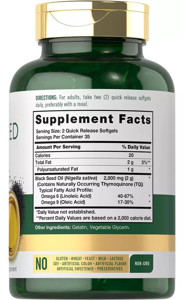 Salud y Equipamiento Médico - Aceite De Semilla Negra De 2000mg 70cap Carlyle 2
