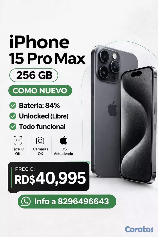 celulares y tabletas - Iphone 15 Pro Max-256GB 2