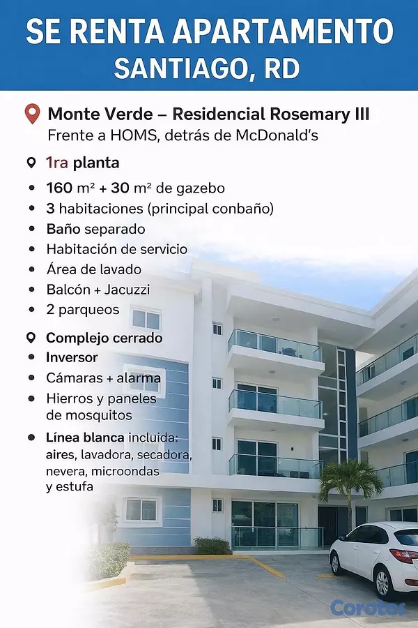 apartamentos - Apartamento 3 habitaciones en Monte Verde, Santiago. Excelente ubicación. 11