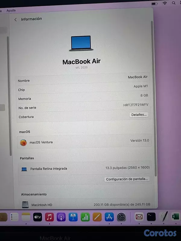 computadoras y laptops - Macbookair  2020 M1 13