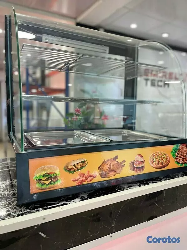 equipos profesionales - Vitrina electrica de alimentos exhibidora mostrador calentadora de comida rapida 10