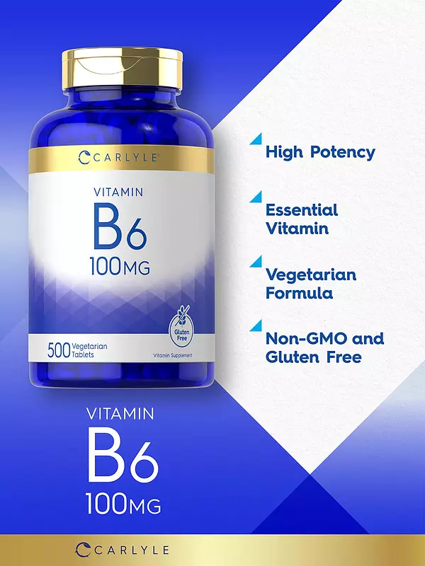 Salud y Equipamiento Médico - Carlyle Vitamina B6 100mg | 500 Comprimidos | Vegetariano, S 4