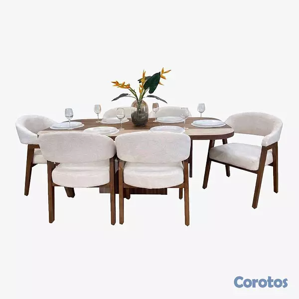 muebles y colchones - Juego de Comedor Lord de 6 Sillas Crema