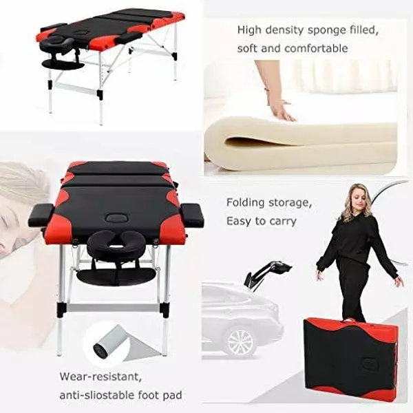 Salud y Equipamiento Médico - Mesa De Masaje Cama De Spa Cama De Masaje 3 Pliegues Mesa D 3