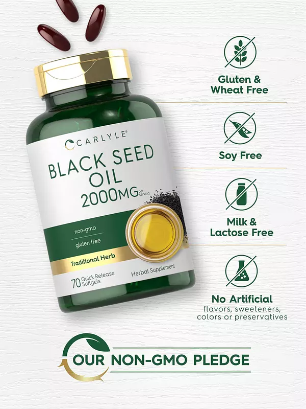 Salud y Equipamiento Médico - Aceite De Semilla Negra De 2000mg 70cap Carlyle 5